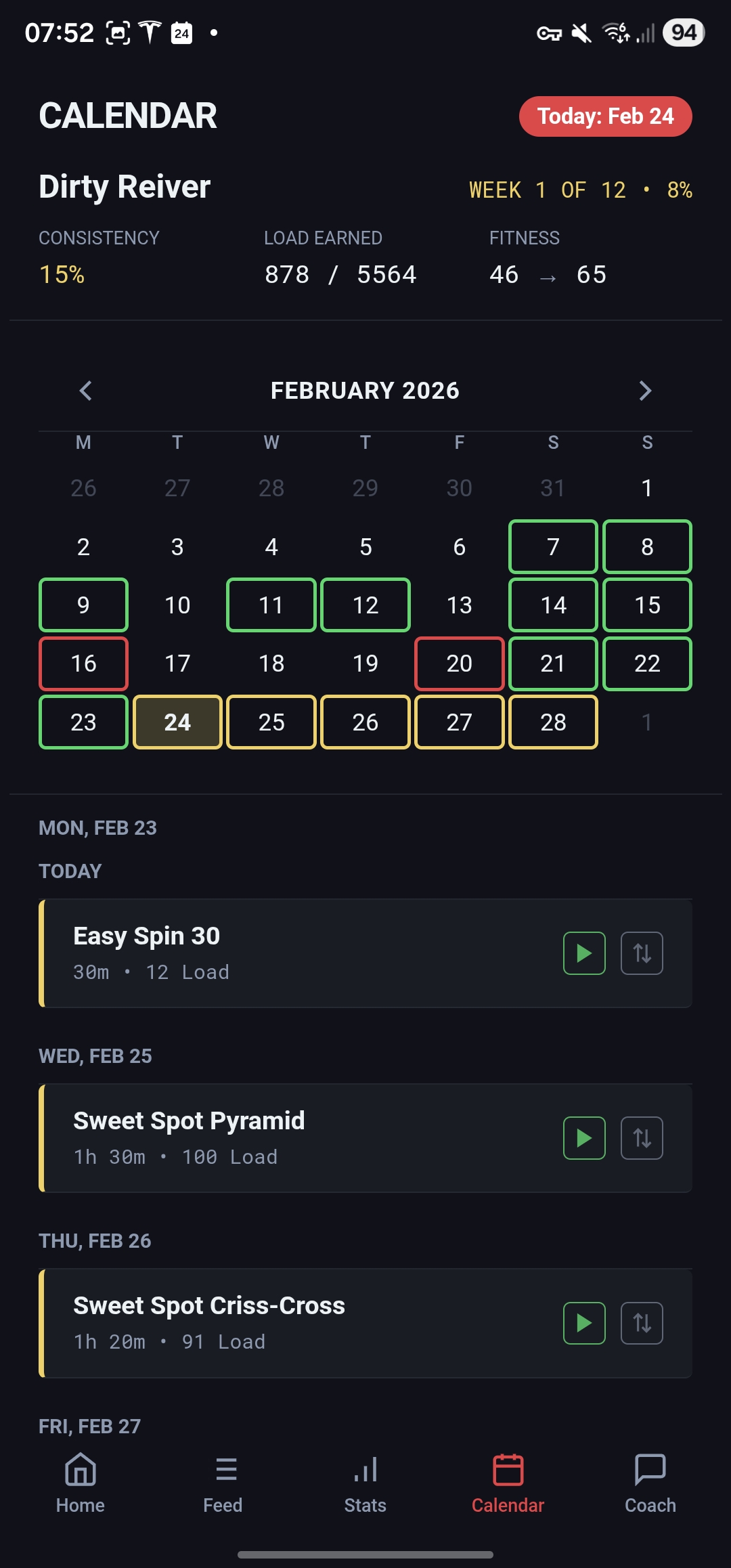 Training Calendar View