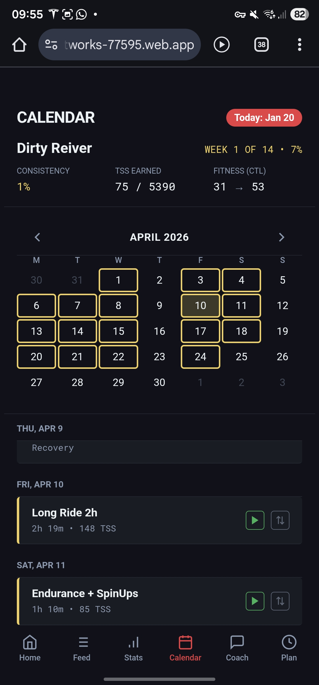 Training Calendar View