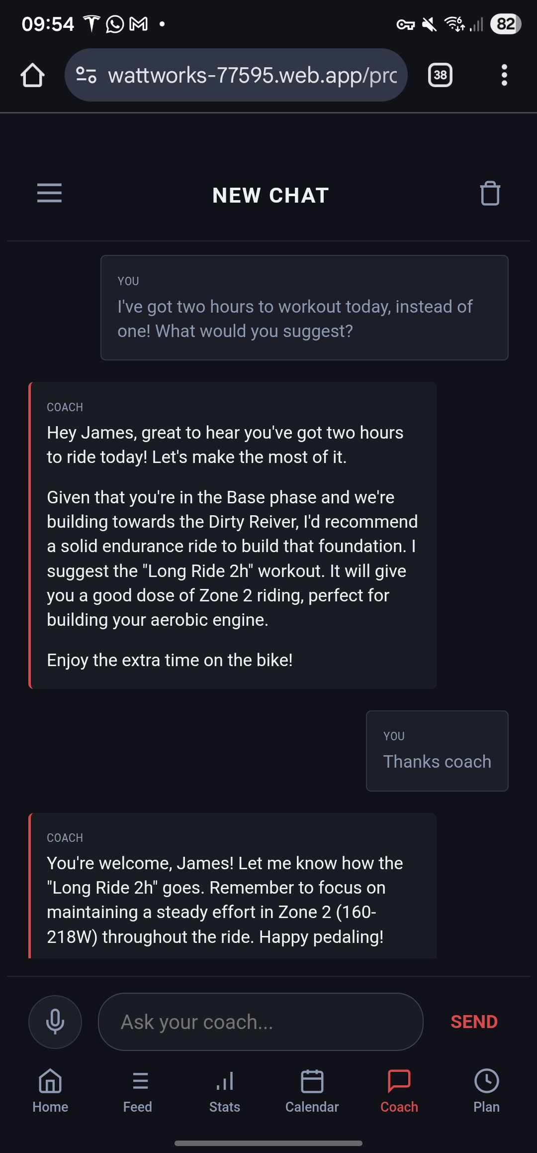 AI Coach Chat Interface