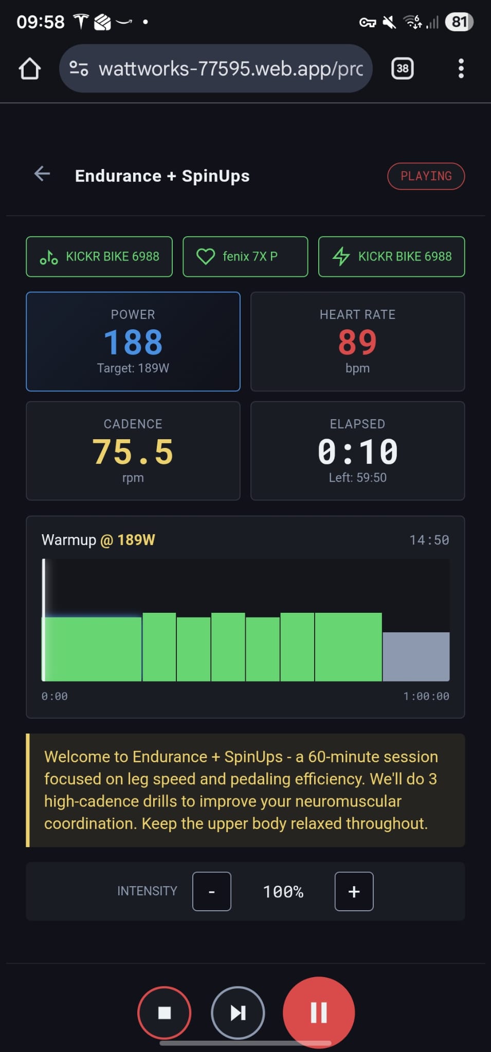 Workout Player Interface